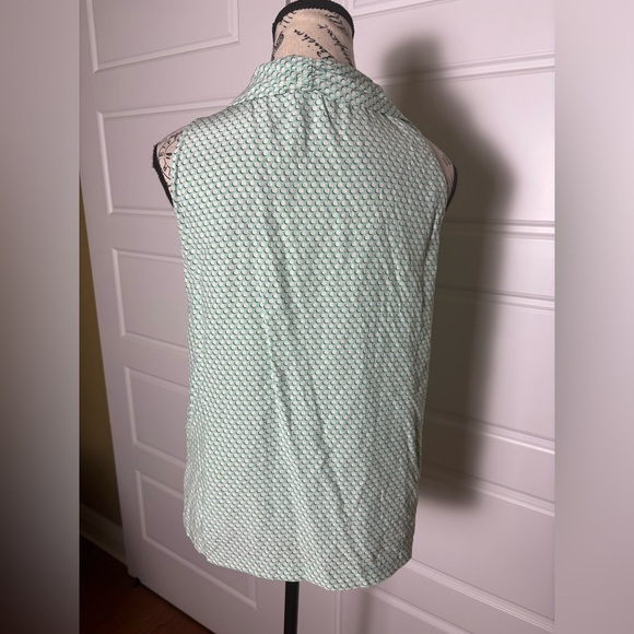 Kate Spade Women's Sea Blue Green Silk Blend Sleeveless High Neck Blouse - Picture 2 of 6